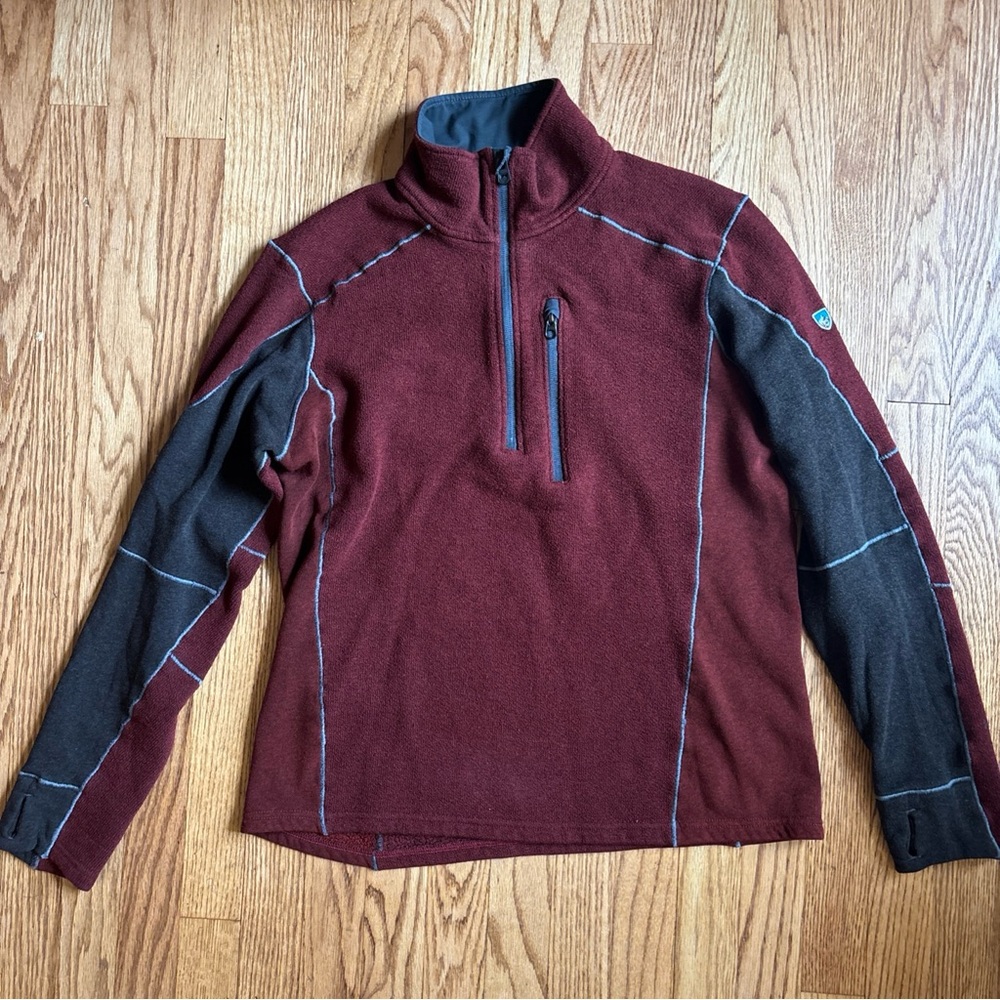 Kuhl Sweater Men L Brick Red Interceptr 1/4 Zip Pullover Fishing Camping Hiking